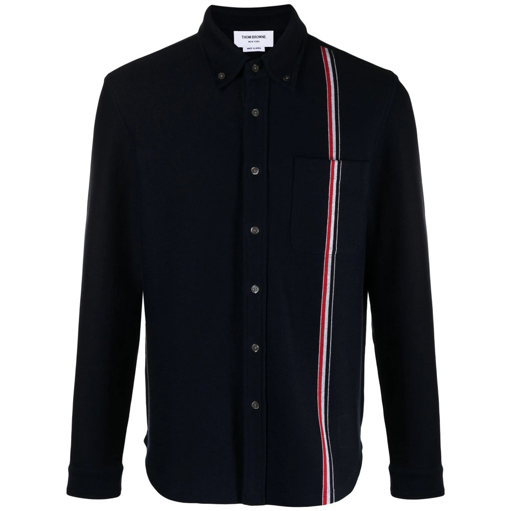 Navy Blue Striped Crew Sweater