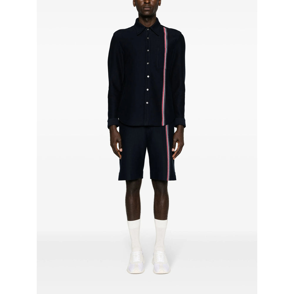 Navy Blue Striped Crew Sweater