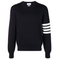 Soft Navy Blue Crew Neck Sweater With Stripe