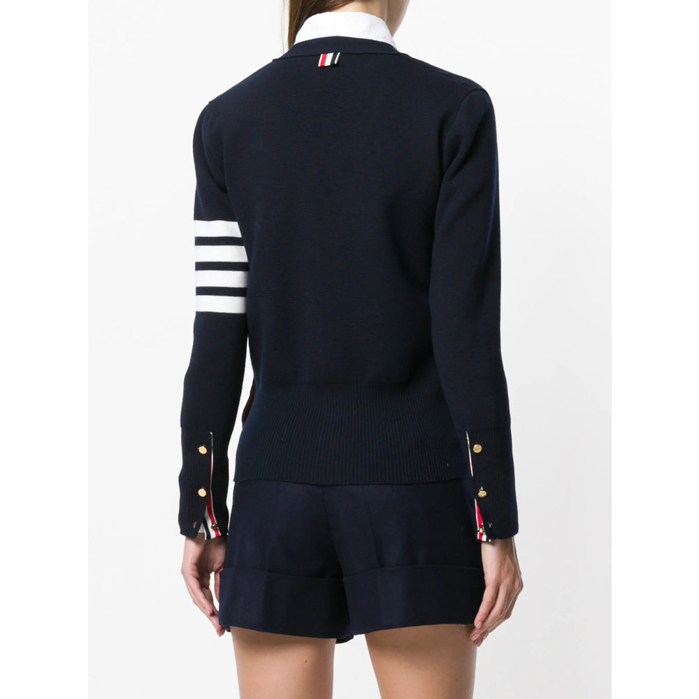 Four-stripe Button Cardigan