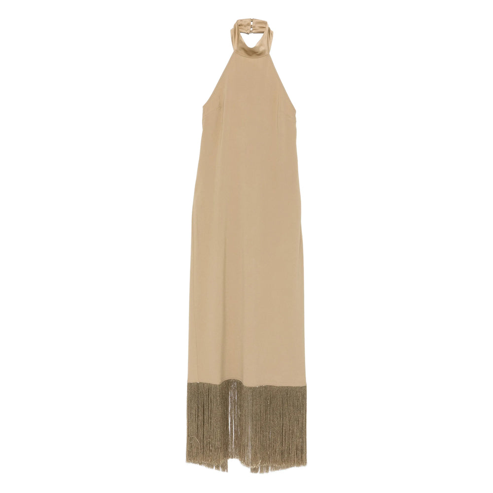 Warm Tone Acetate Halter Dress