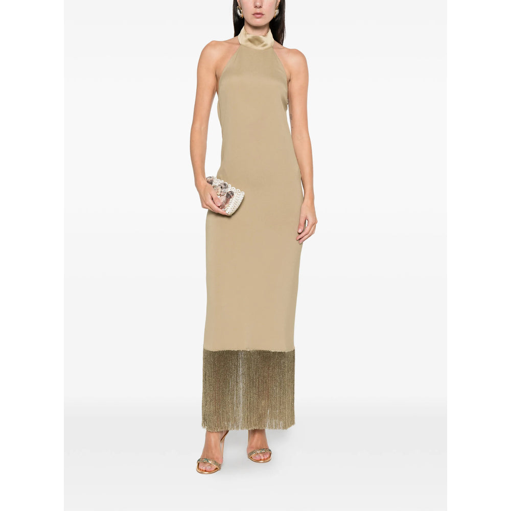 Warm Tone Acetate Halter Dress