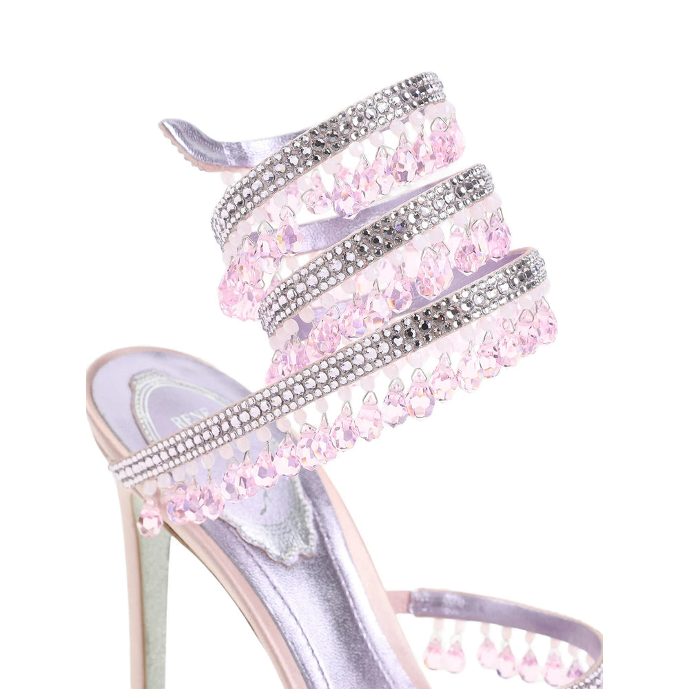 Calf Leather Stiletto With Lilac Beading
