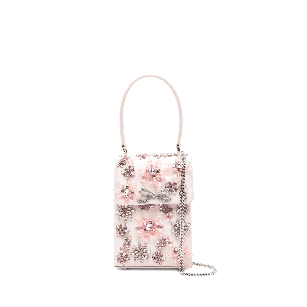 Floral Crystal Top Handle Tote