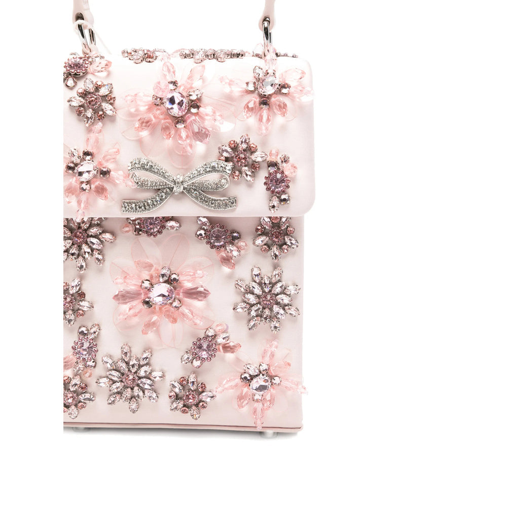 Floral Crystal Top Handle Tote