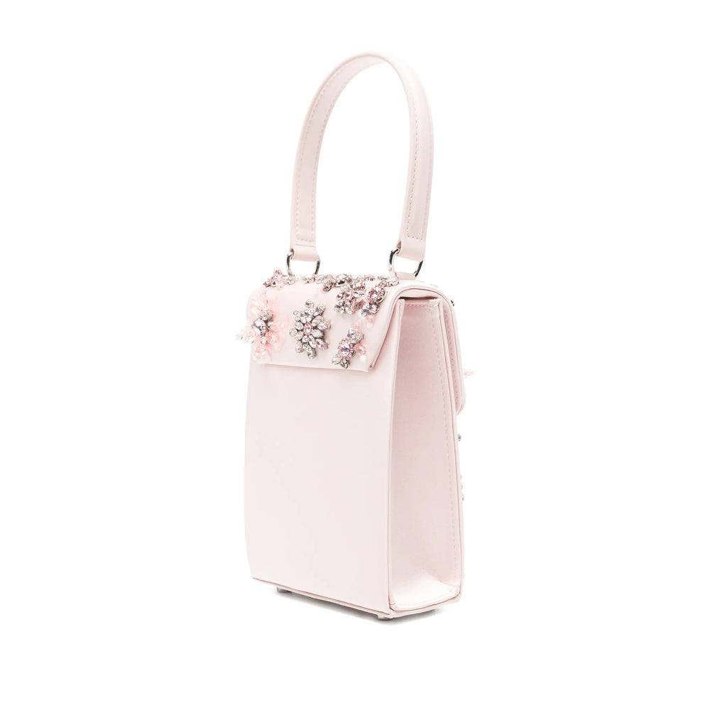 Floral Crystal Top Handle Tote