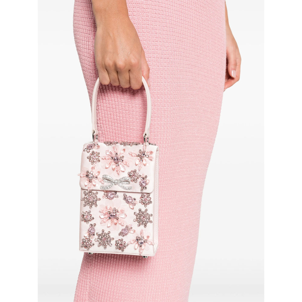 Floral Crystal Top Handle Tote