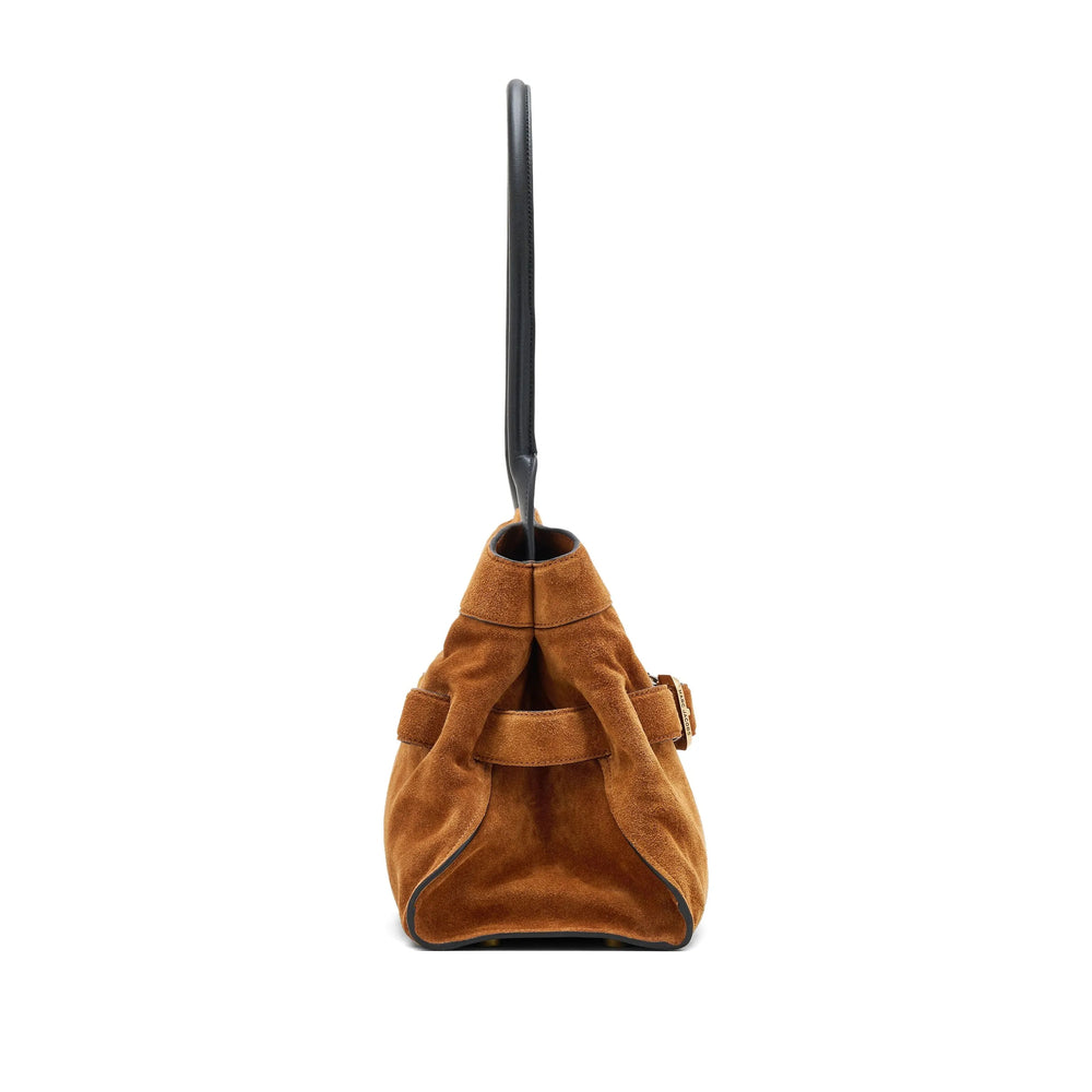 Suede Calf Satchel Bag
