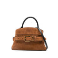 Rich Brown Leather Tote Bag With Gold Buckle