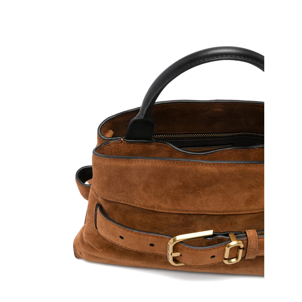 Rich Brown Leather Tote Bag With Gold Buckle