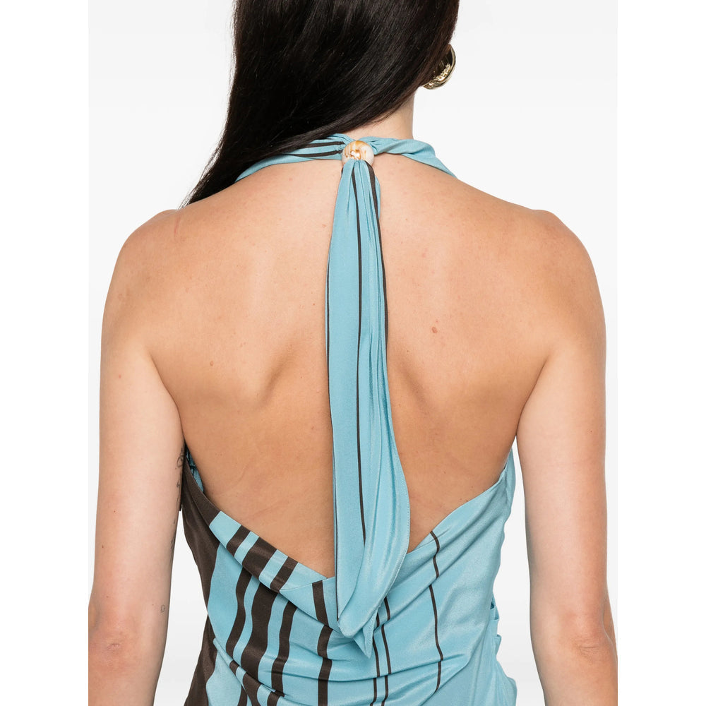 Flowy Silk Striped Halter