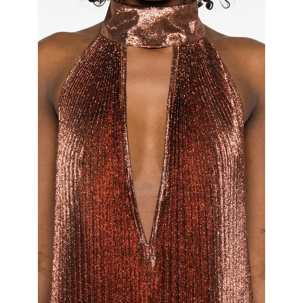 V Neck Pleated Halter