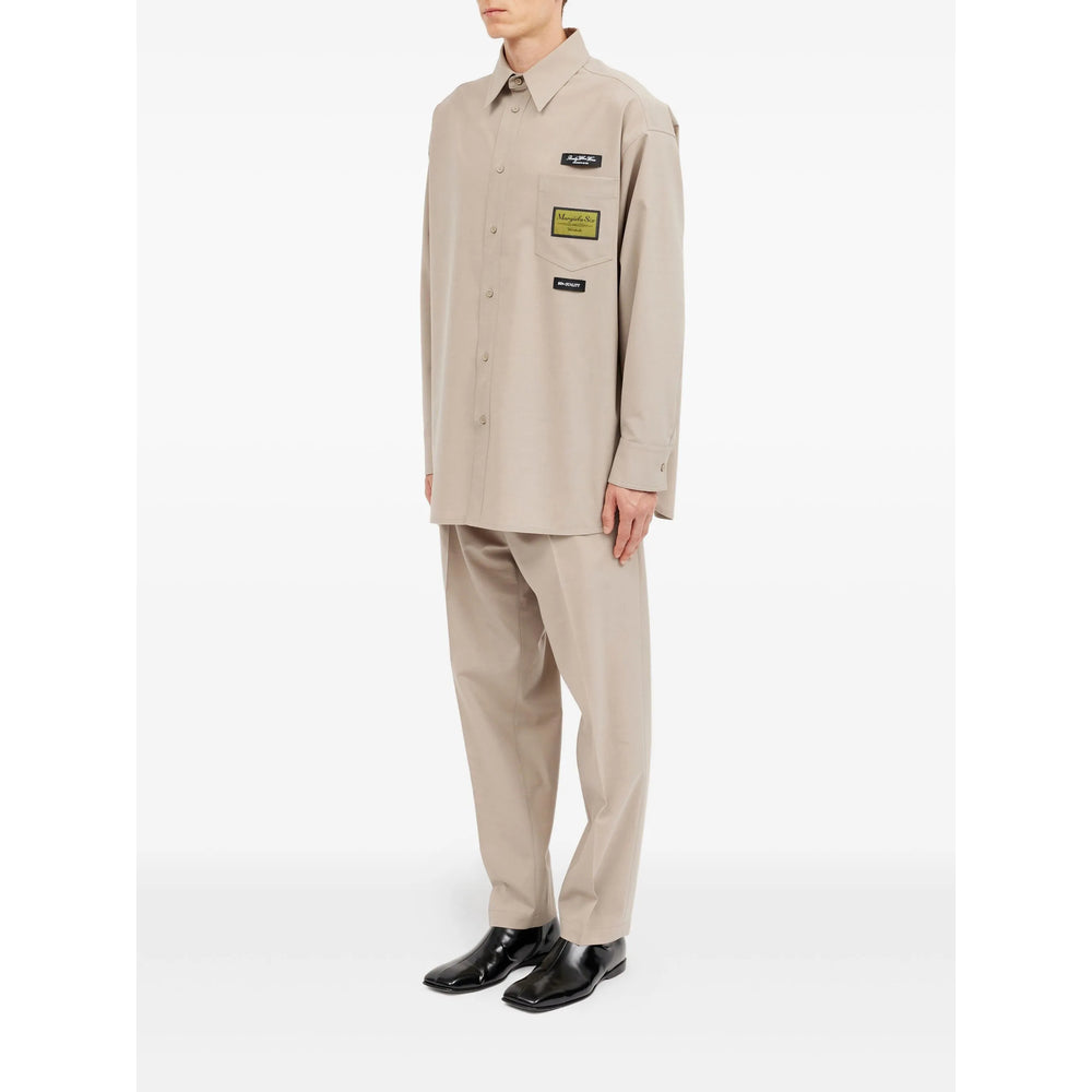 Beige Wool Blend Button Shirt
