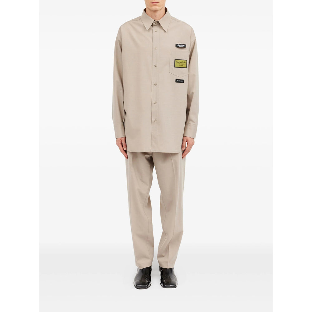 Beige Wool Blend Button Shirt