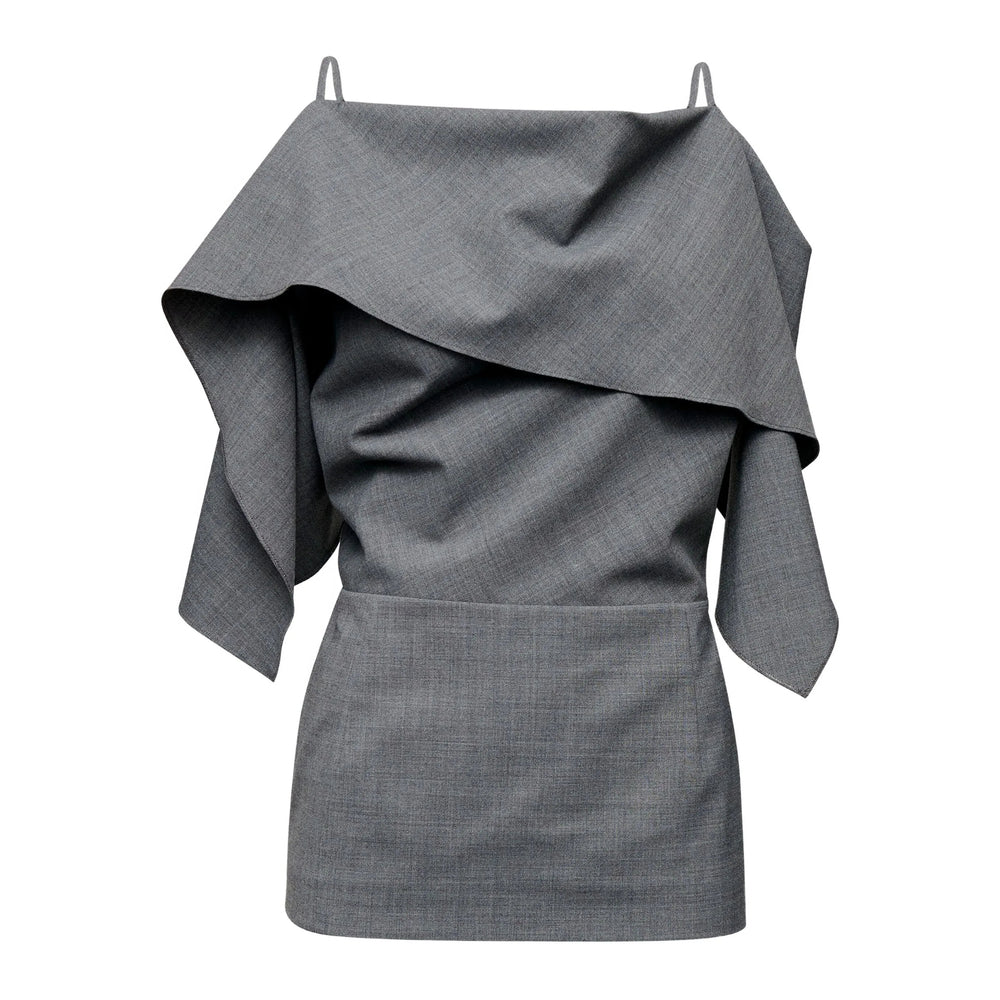 Grey Ruffle Spaghetti Top