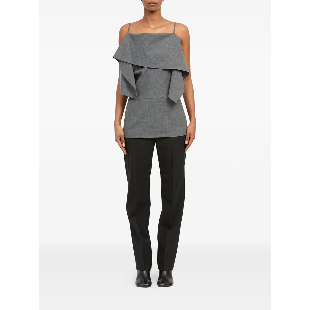 Grey Ruffle Spaghetti Top