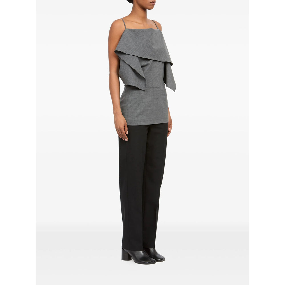 Grey Ruffle Spaghetti Top