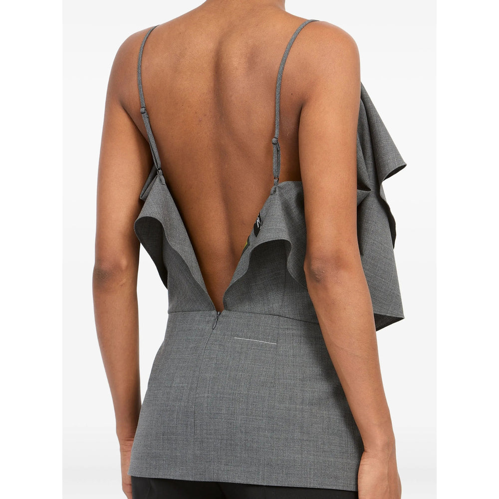 Grey Ruffle Spaghetti Top