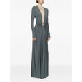Soft Blue Viscose Gown With Ruching
