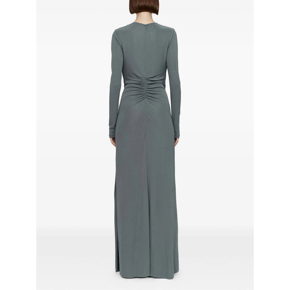 Soft Blue Viscose Gown With Ruching