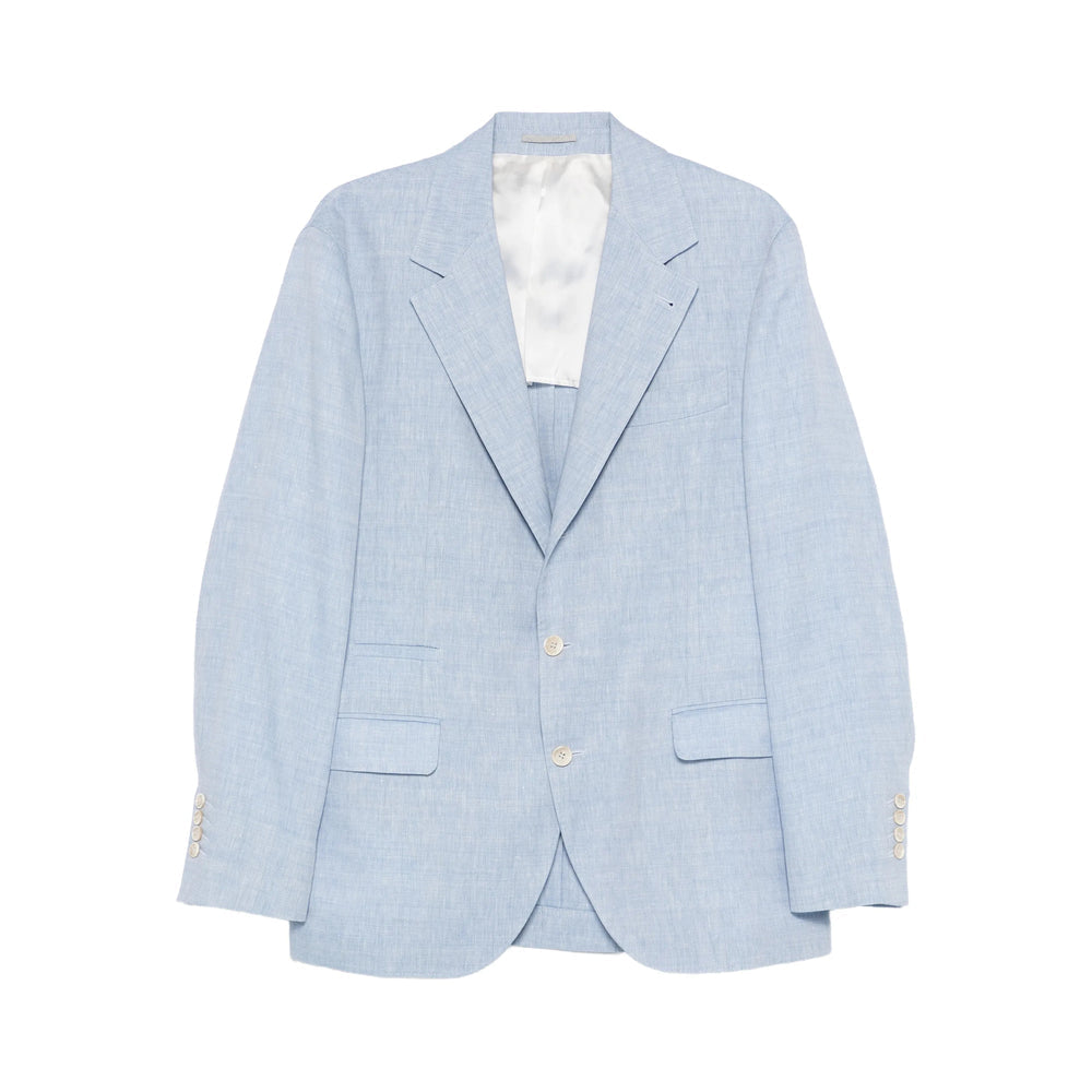 Light Blue Wool Blazer With Lapels