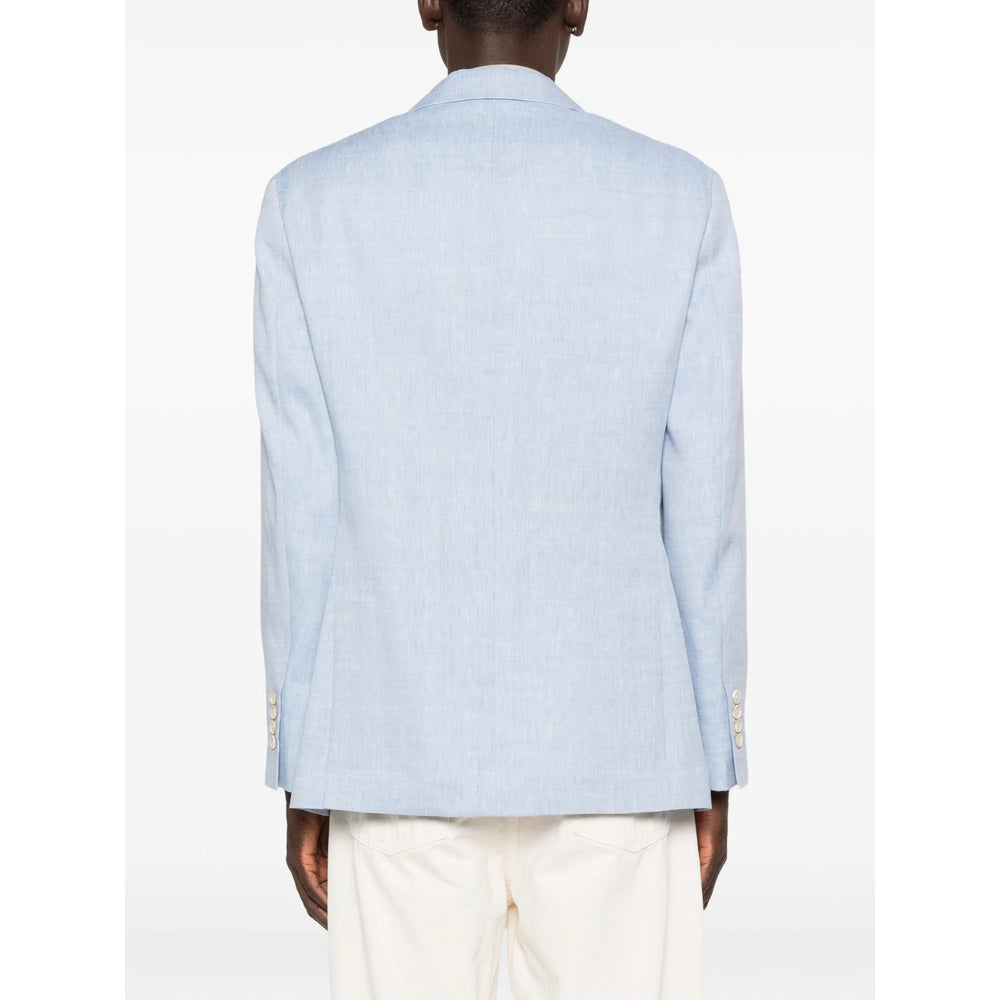 Light Blue Wool Blazer With Lapels