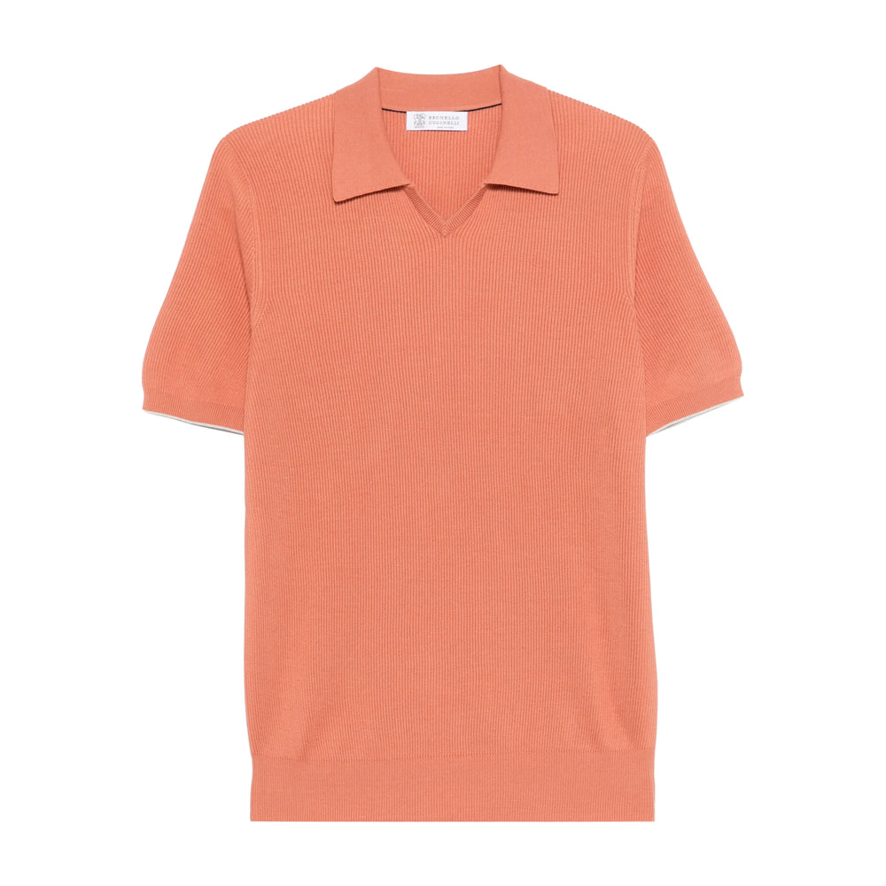 Ribbed Orange Polo Shirt