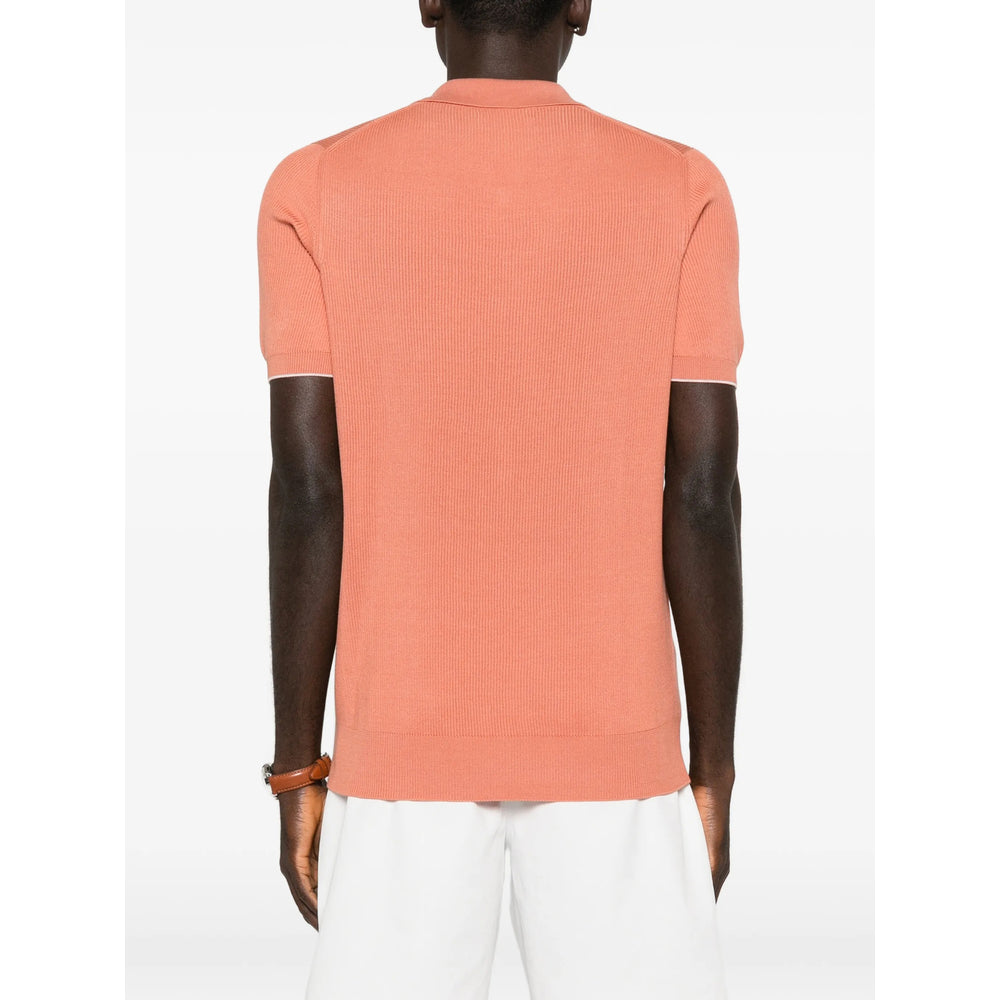 Ribbed Orange Polo Shirt