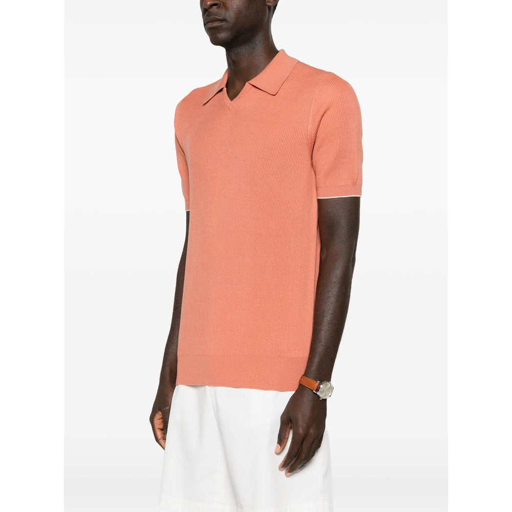 Ribbed Orange Polo Shirt