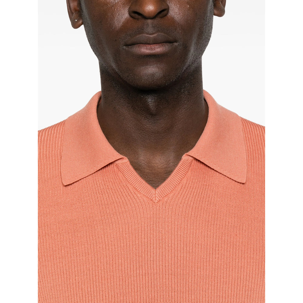 Ribbed Orange Polo Shirt