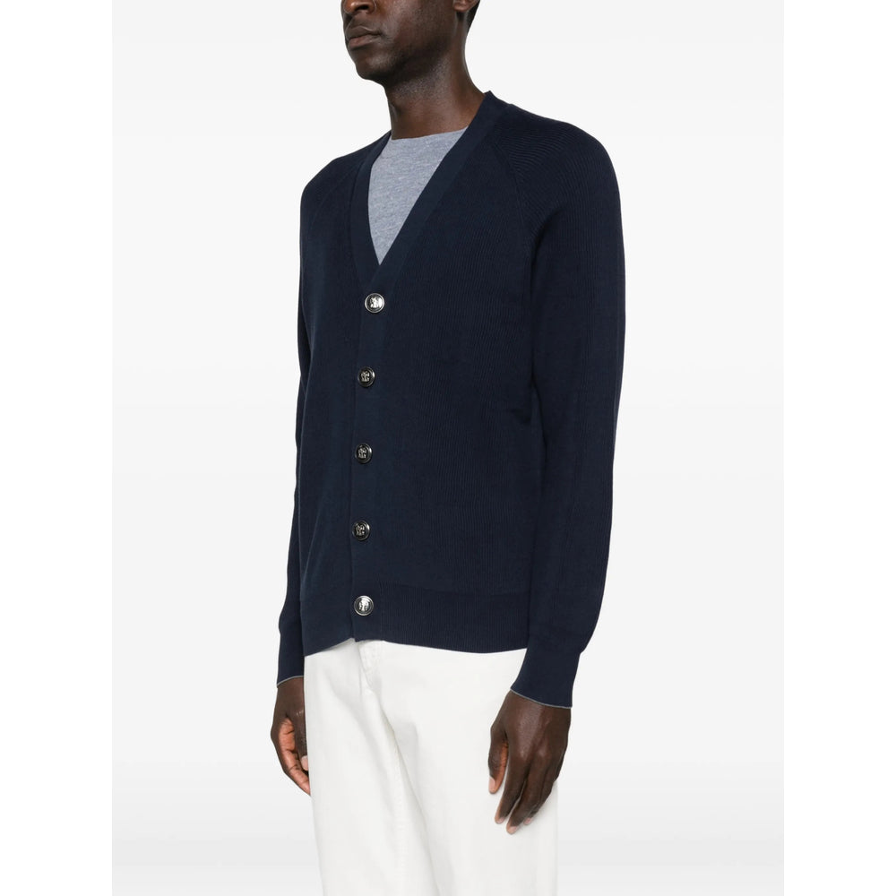 Soft Blue V Neck Rib Sweater