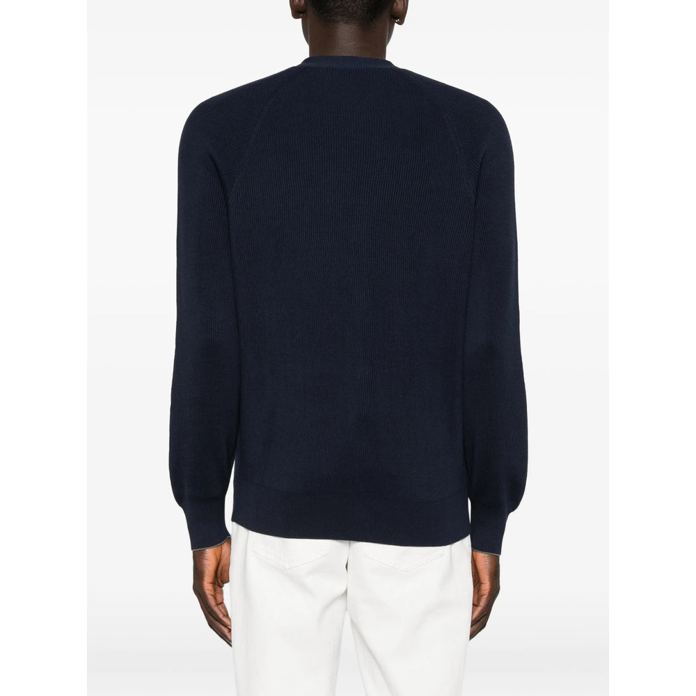 Soft Blue V Neck Rib Sweater
