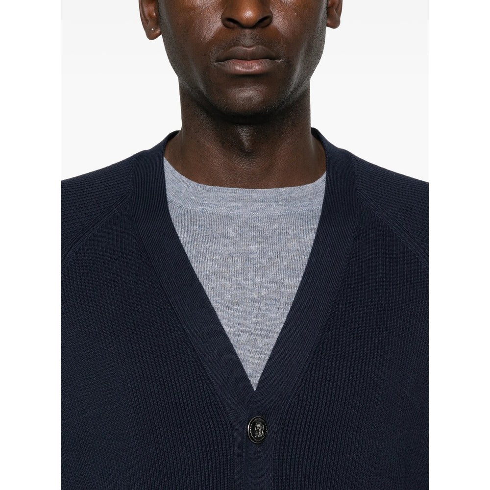 Soft Blue V Neck Rib Sweater