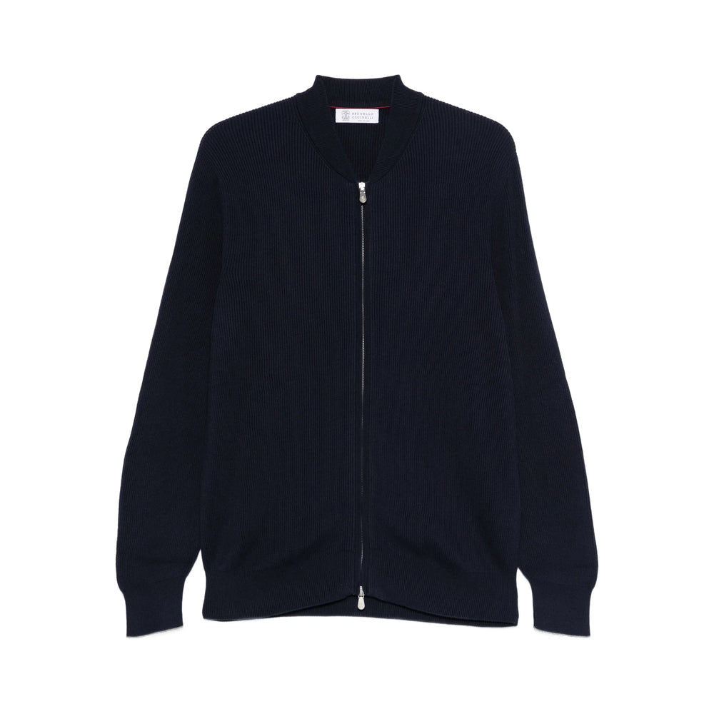 Dark Blue Rib Knit Sweater