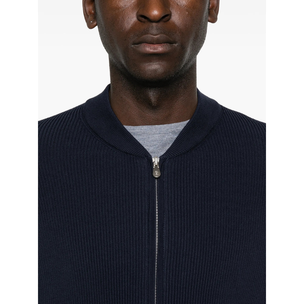 Dark Blue Rib Knit Sweater