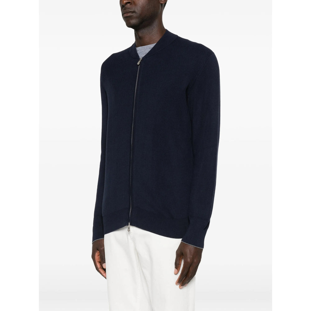 Dark Blue Rib Knit Sweater