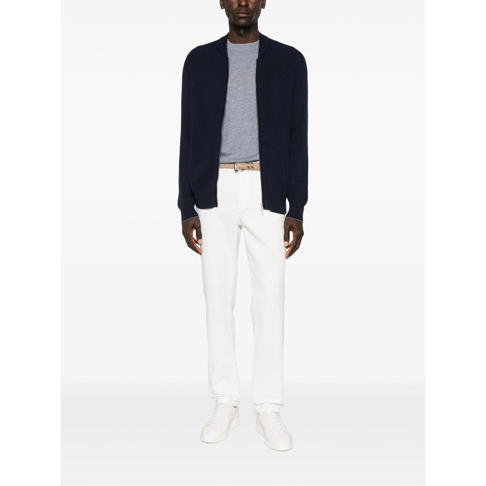 Dark Blue Rib Knit Sweater