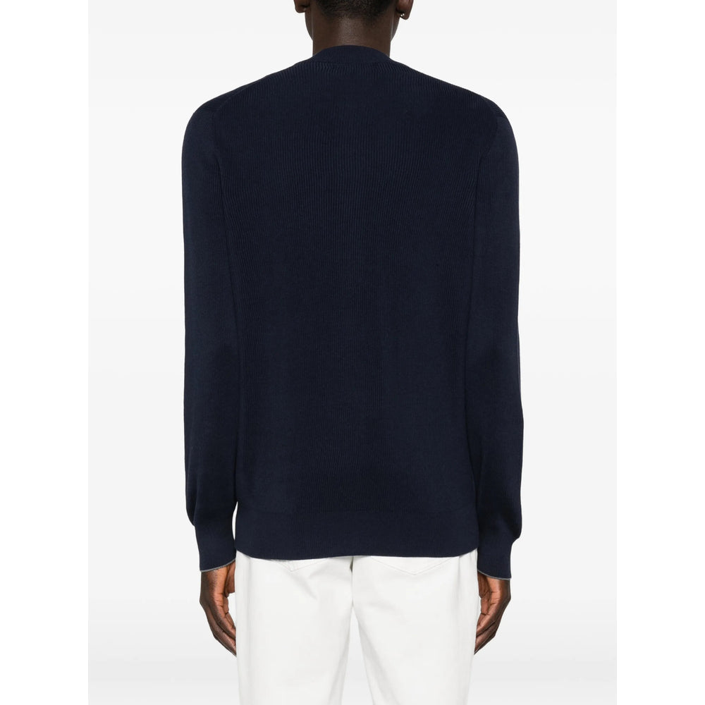 Dark Blue Rib Knit Sweater
