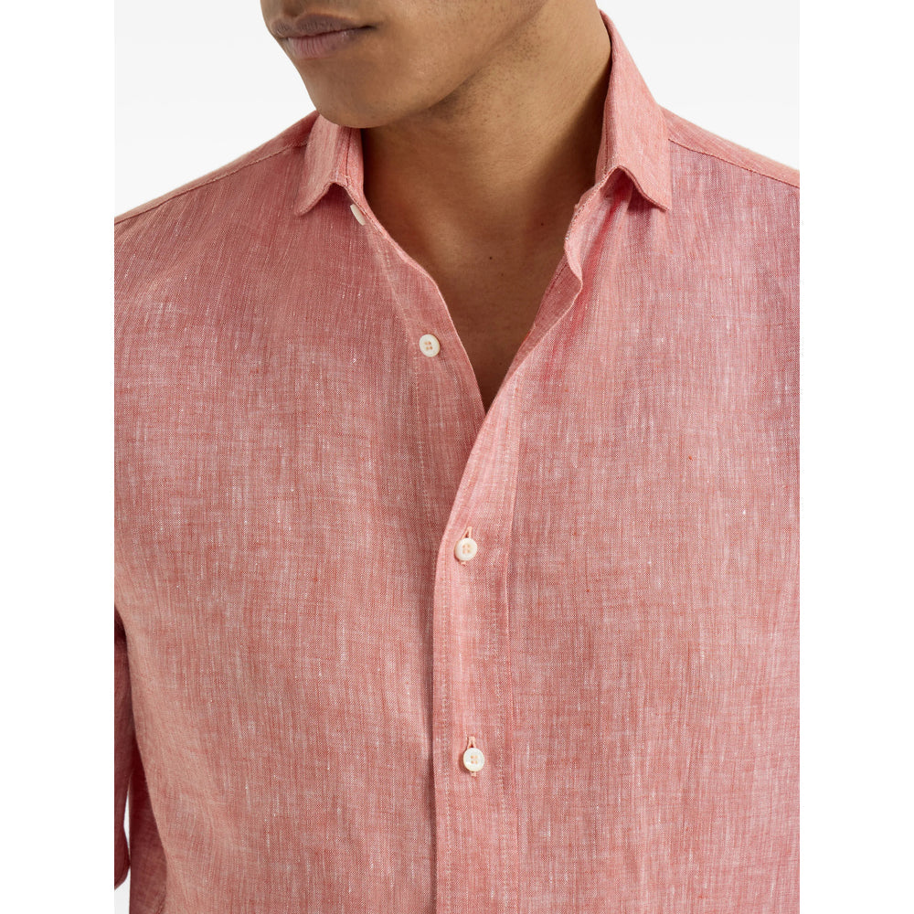 Soft Apricot Pink Classic Collar Shirt