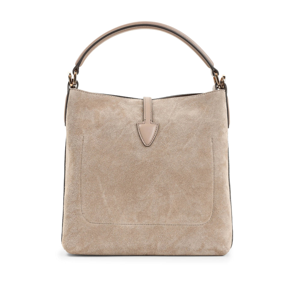Mocha Suede Top Handle Tote