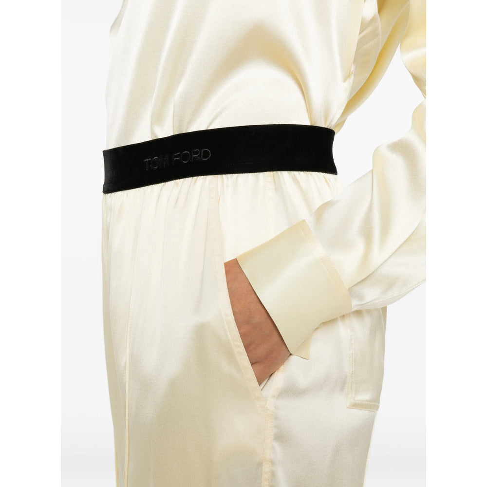 Slim Fit Silk Crepe Trousers