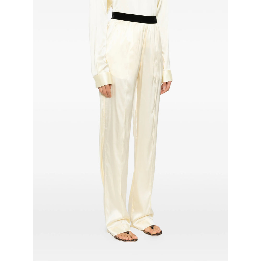 Slim Fit Silk Crepe Trousers