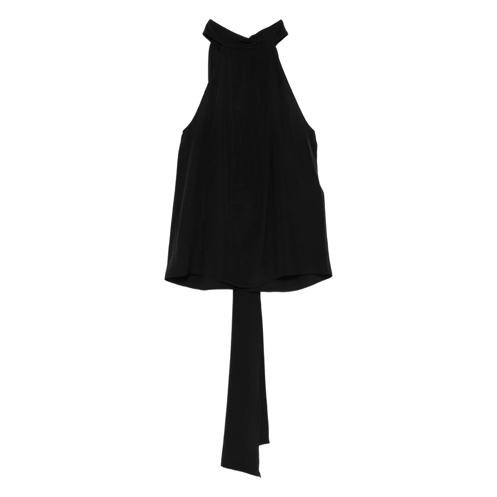 Silk Halter Neck Top With Tie