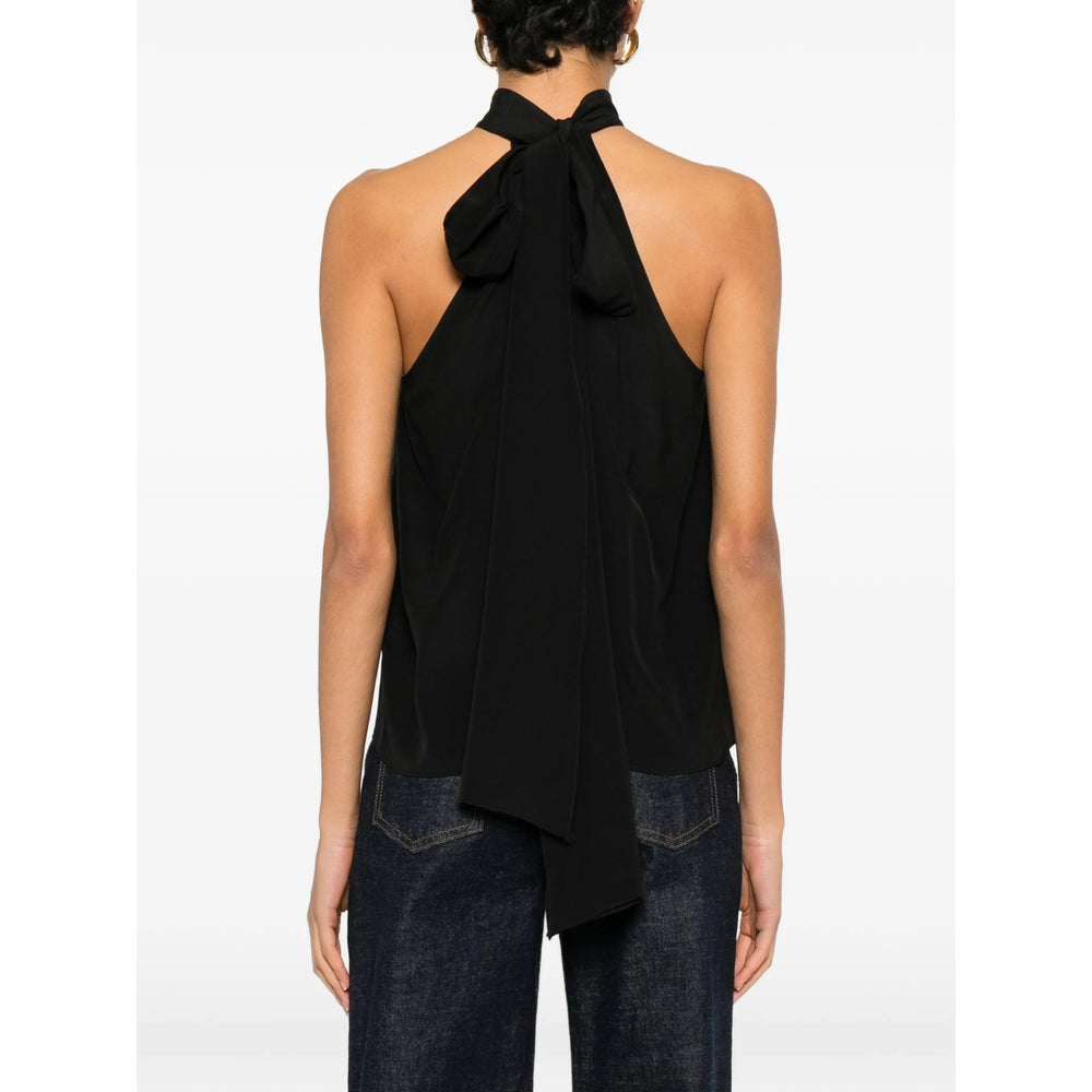 Silk Halter Neck Top With Tie