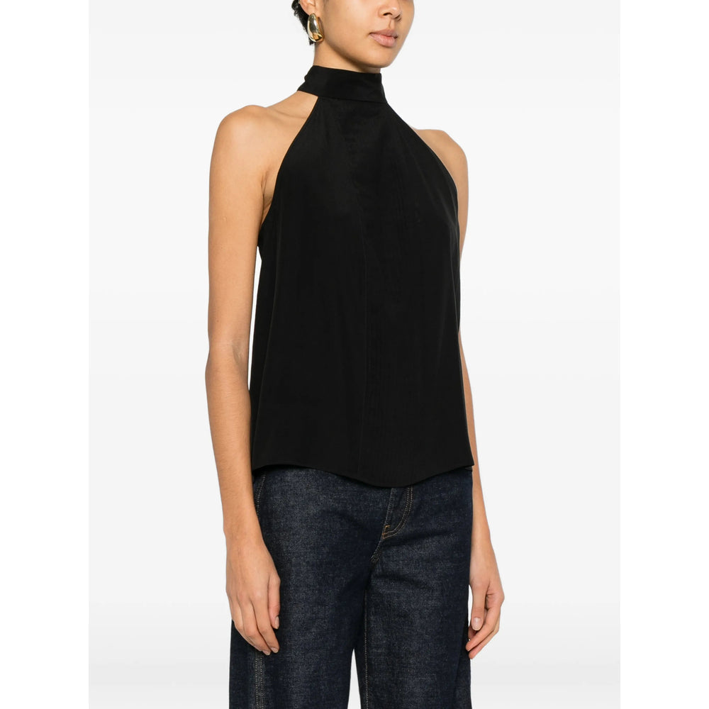 Silk Halter Neck Top With Tie