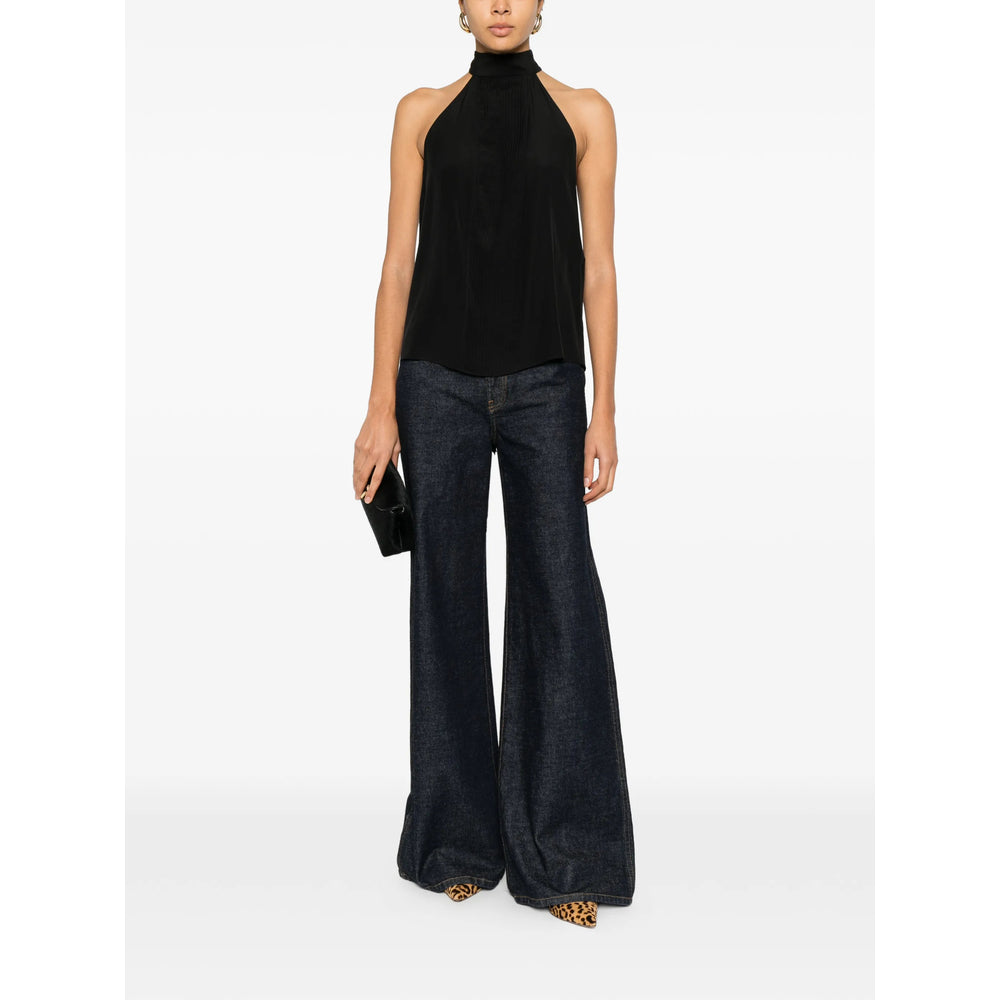 Silk Halter Neck Top With Tie