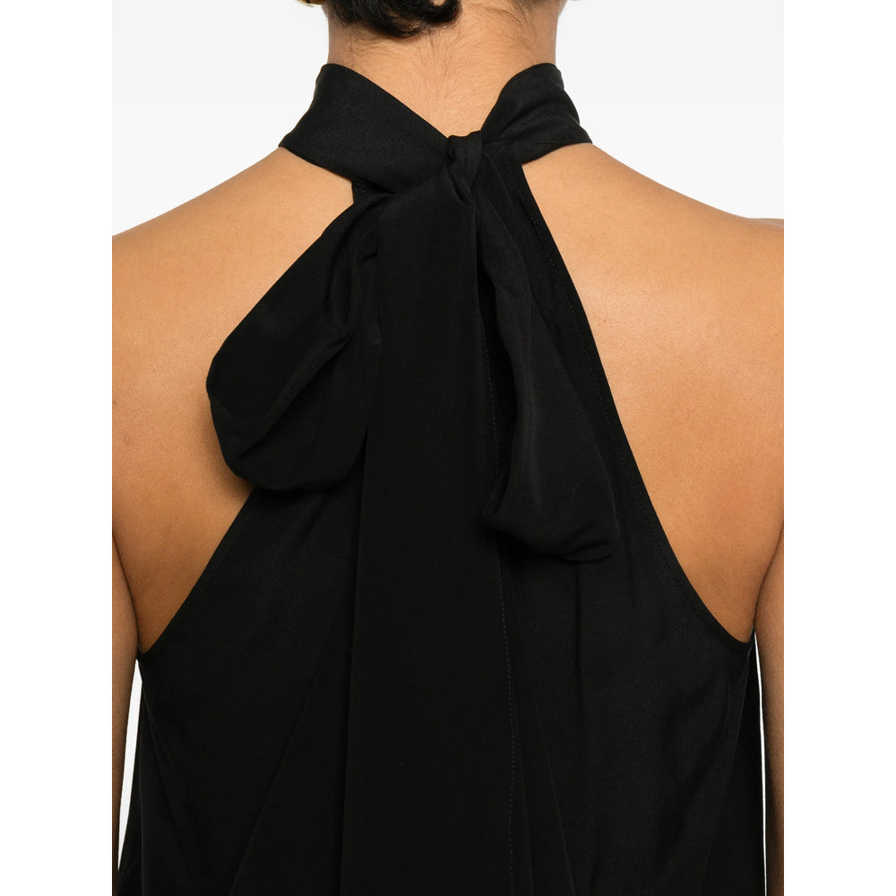 Silk Halter Neck Top With Tie