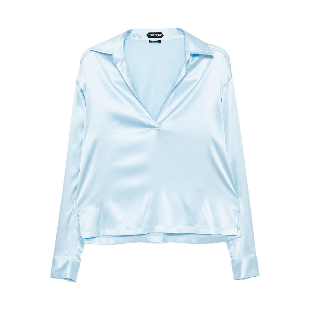 Sky Blue Silk Tailored Top