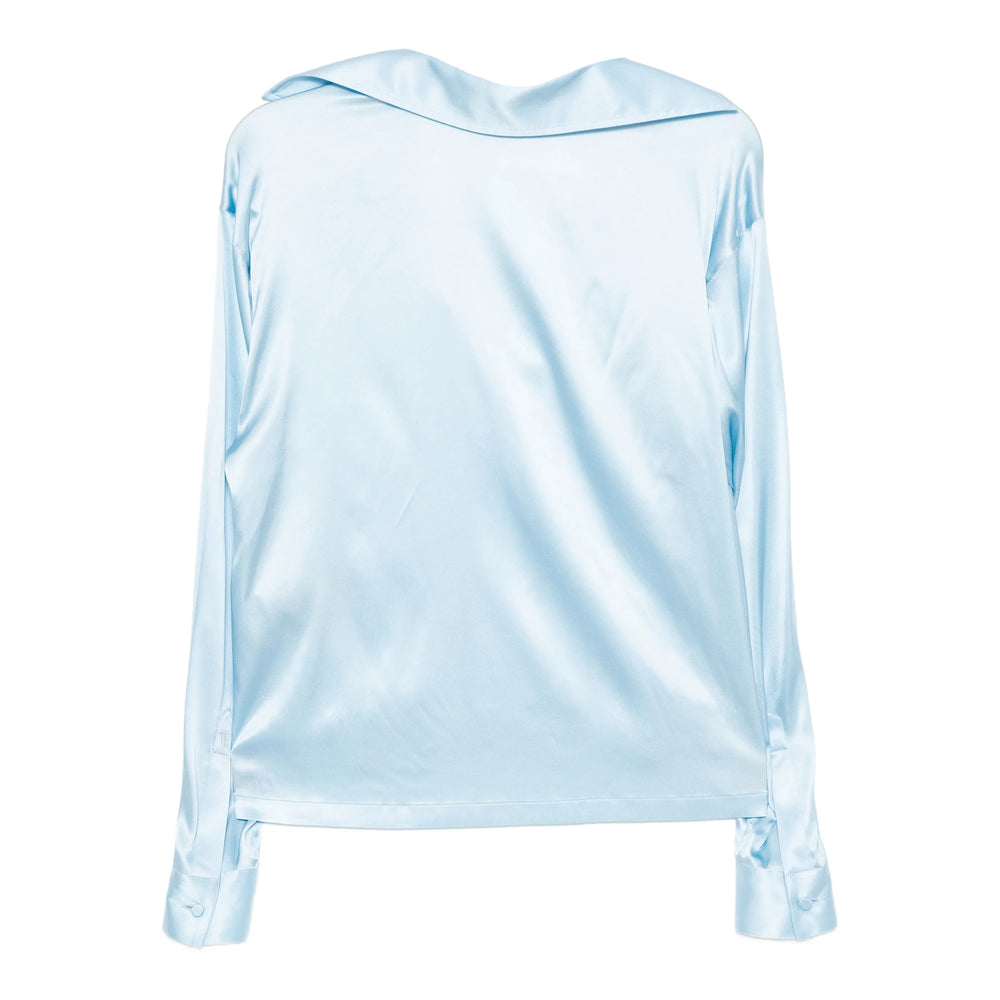 Sky Blue Silk Tailored Top