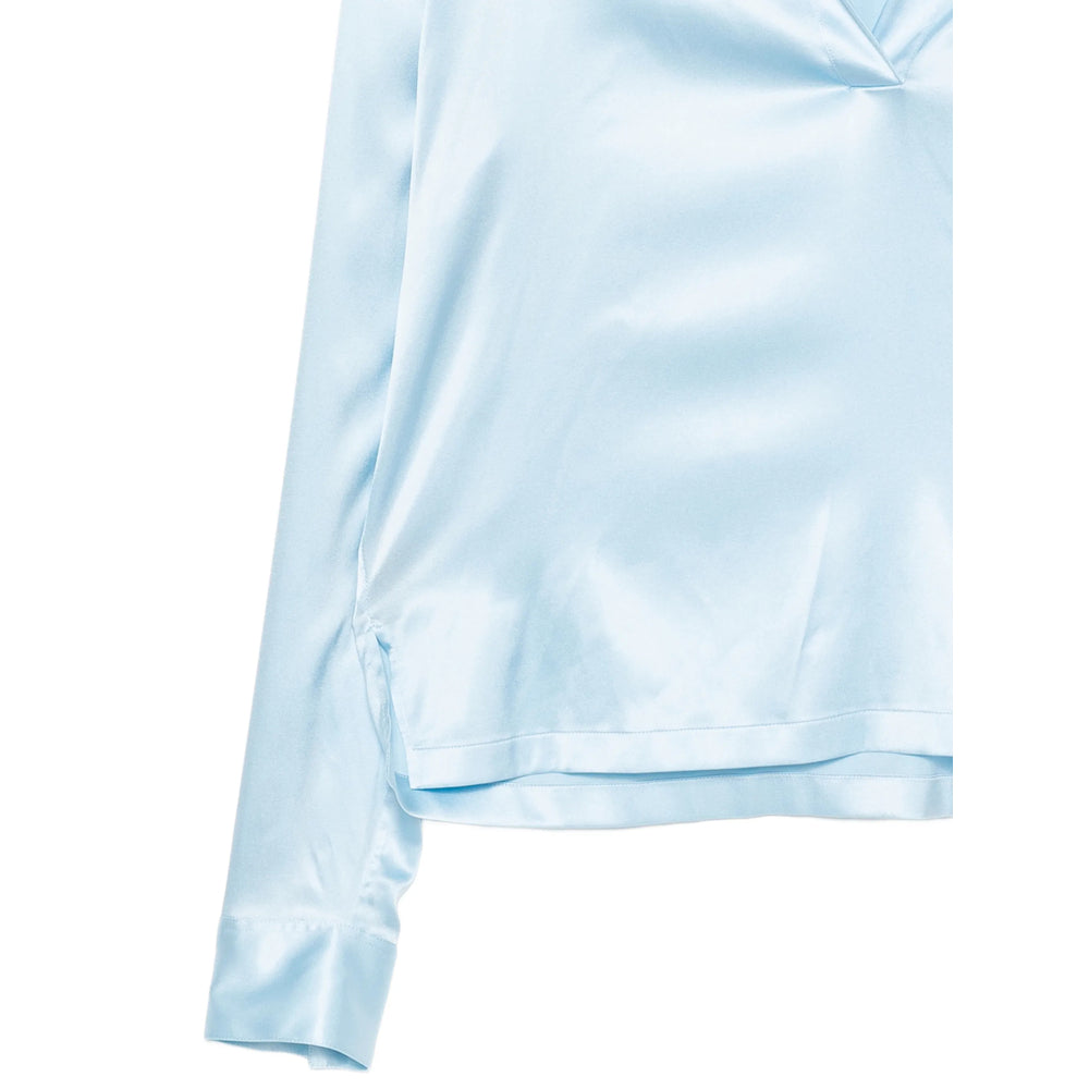 Sky Blue Silk Tailored Top
